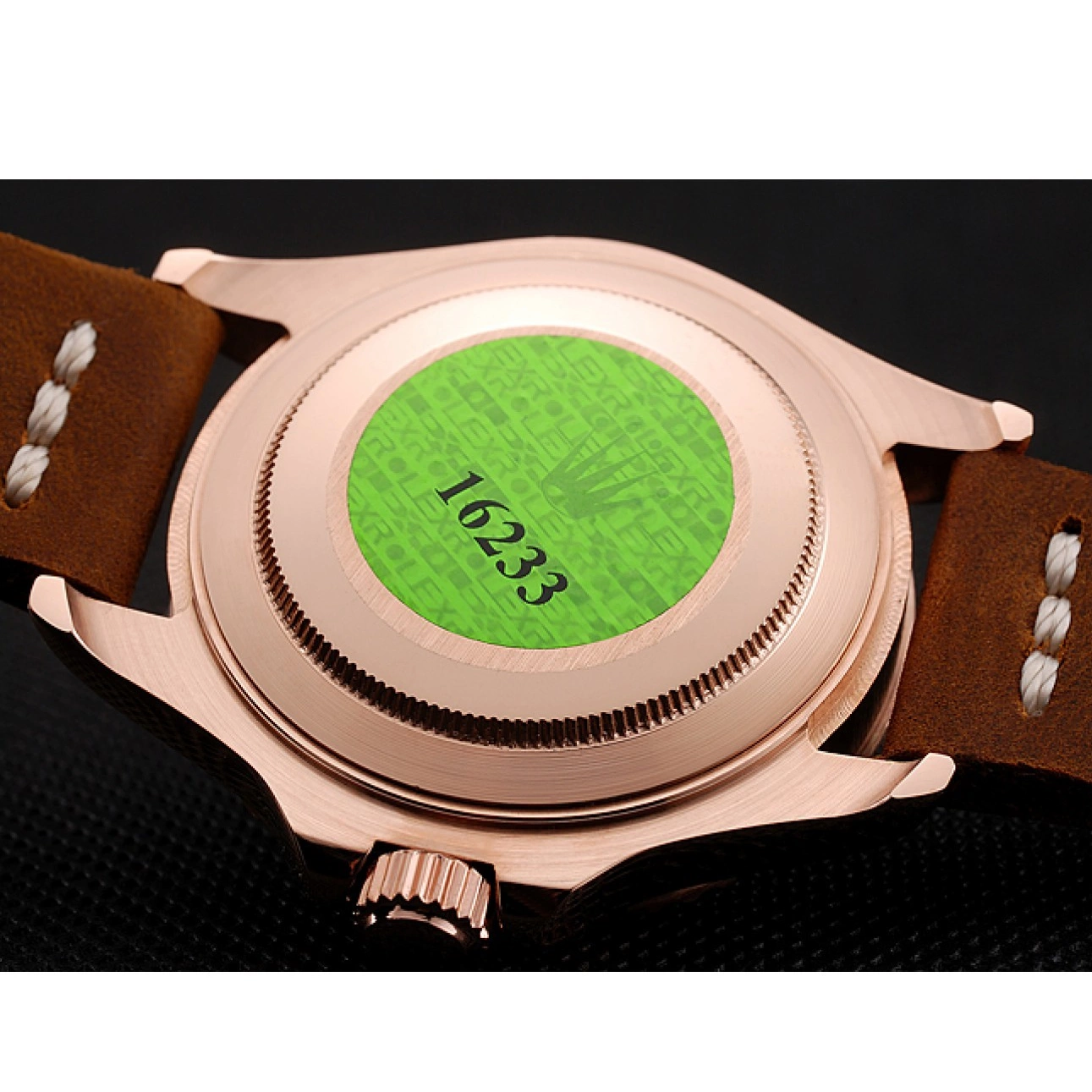 Good Copy Rolex Watches Black Rolex Bezel Brown 1453860 Leather Bracelet Yacht Rose Dial Case Gold Brown Master 0806